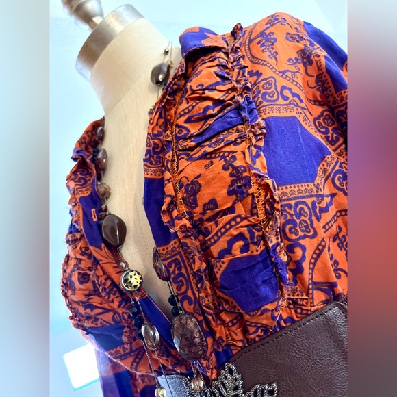 EUC S Odd Molly Vibrant Blue Orange Dress - Picture 5 of 12